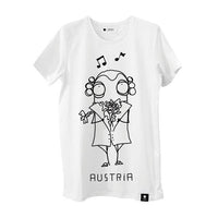Quipster Character Mozart on white unisex T-Shirt