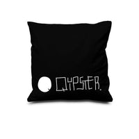 Quipster Character Princess on black Pillow Case back Logo