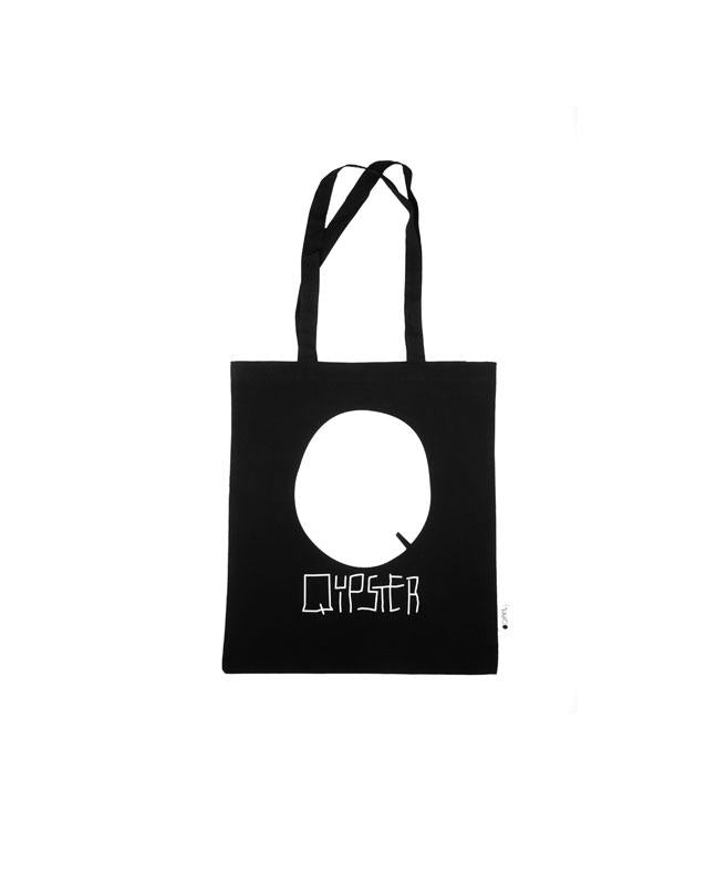 Quipster Character Princess on black unisex Cotton Bag back Logo