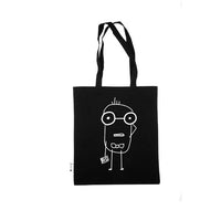 Quipster Character Nerd on black unisex Cotton Bag