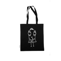 Quipster Character Princess on black unisex Cotton Bag