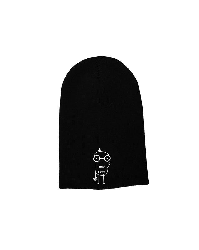 Quipster Character Nerd on black unisex Beanie