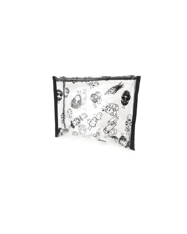 Quipster Quiptastic All Over Print on transparent vinyl cosmetic travel bag