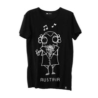 Quipster Character Mozart on black unisex T-Shirt