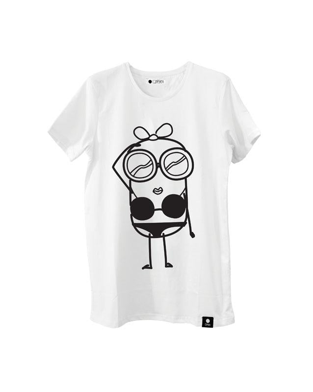 Quipster Character Bikini on white unisex T-Shirt