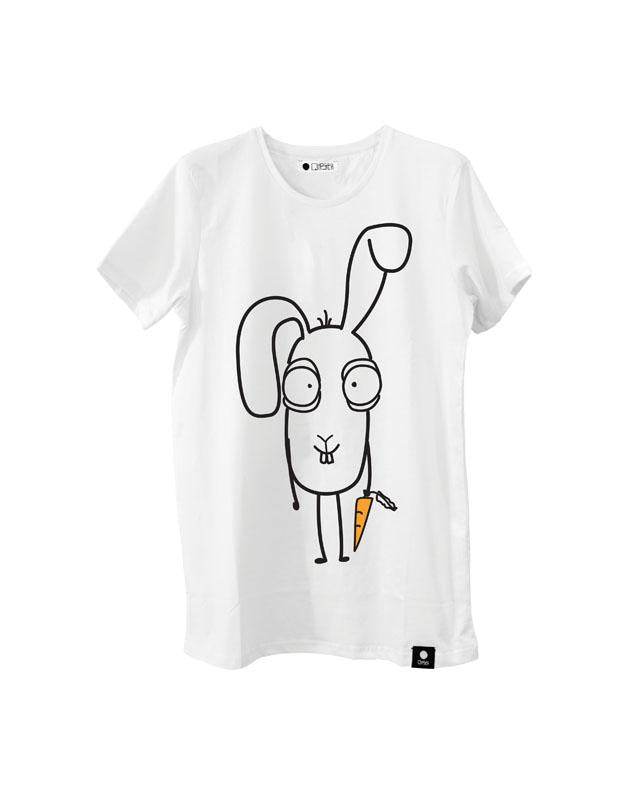 Quipster Character Bunny on white unisex T-Shirt