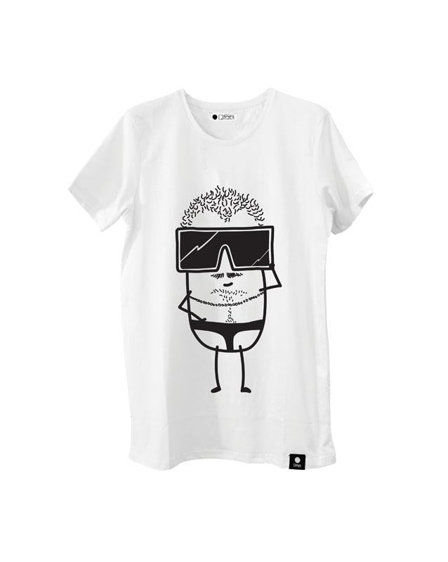 Quipster Character Burty on white unisex T-Shirt