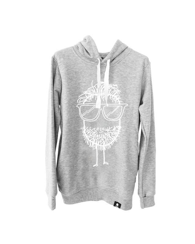 Quipster Character Beard on grey unisex Hoodie