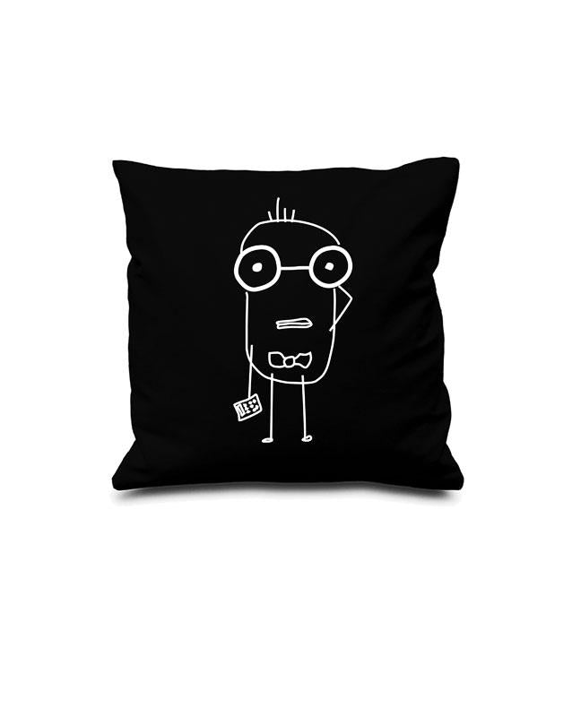 Quipster Character Nerd on black Pillow case