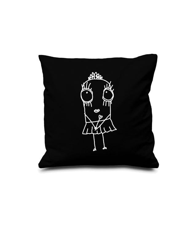 Quipster Character Princess on black Pillow Case