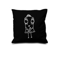 Quipster Character Princess on black Pillow Case