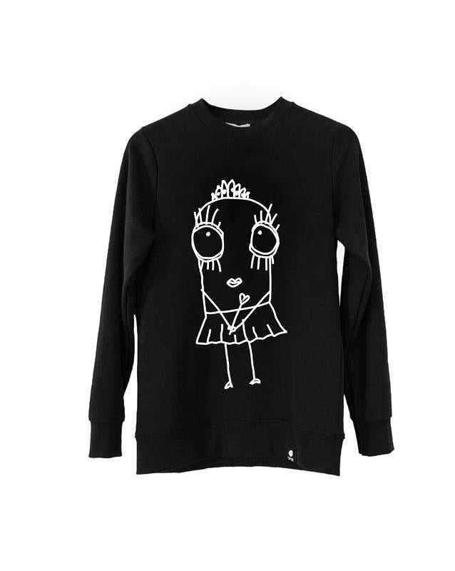 Quipster Character Princess on black unisex Sweatshirt