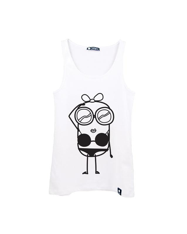 Quipster Character Bikini on white unisex Tank Top